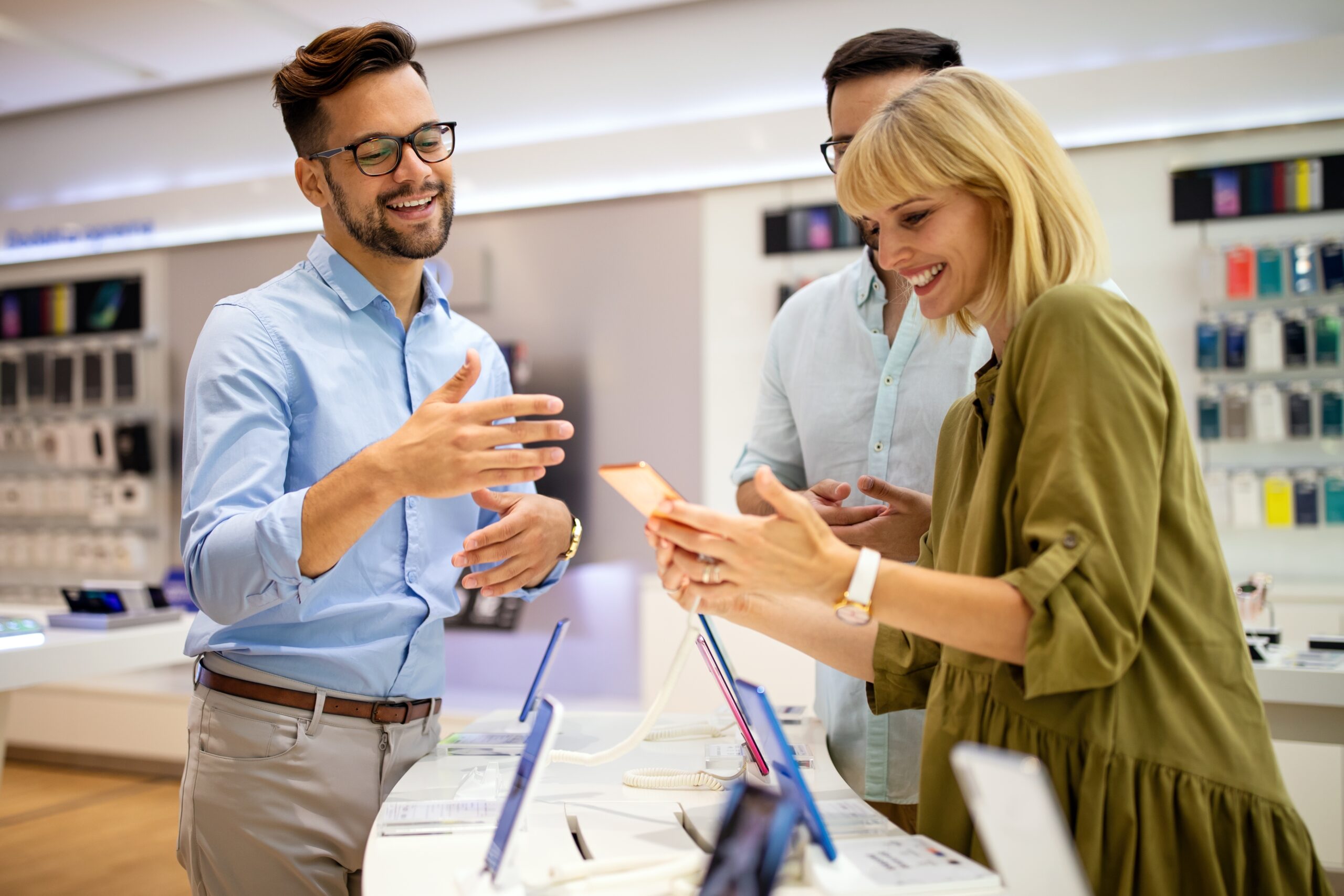 A direct sales representative engaging with a customer